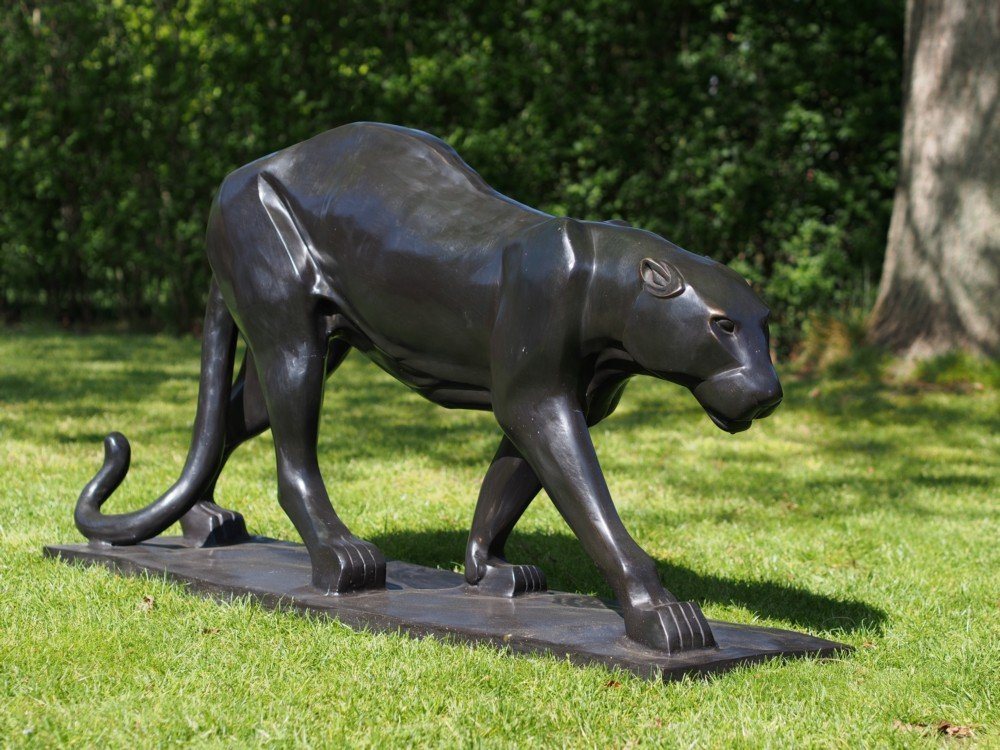 Bronzeskulpturen Skulptur Bronzefigur laufender Panther von Bronzeskulpturen