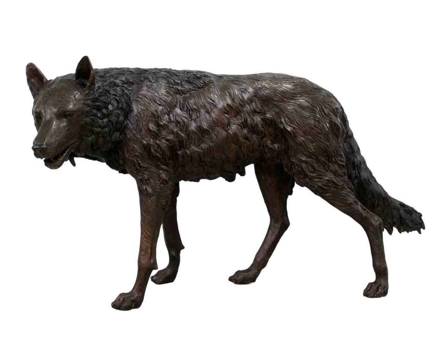 Bronzeskulpturen Skulptur Bronzefigur lebensechter großer Wolf von Bronzeskulpturen