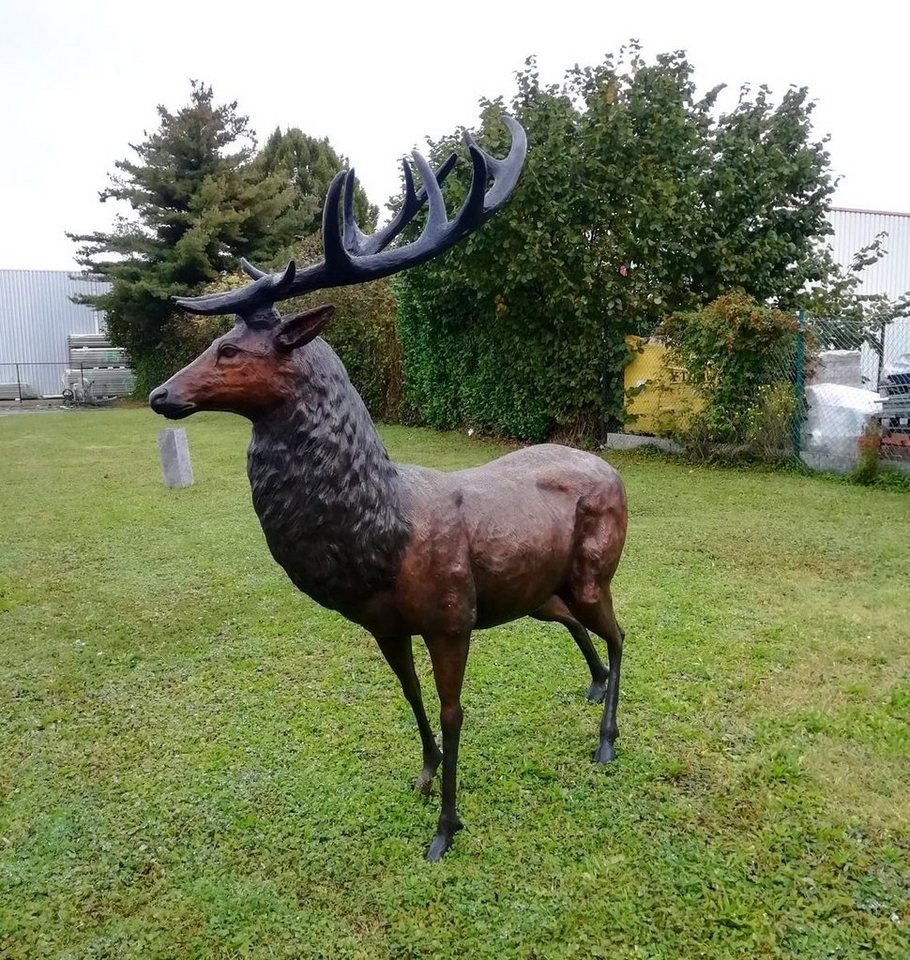 Bronzeskulpturen Skulptur Bronzefigur stehender lebensgroßer Hirsch von Bronzeskulpturen