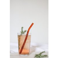 Gebogene Bernsteinfarbe 4Er Set Glastrinkhalme/Wiederverwendbarer Strohhalm Umweltfreundlich Smoothie von BrookDrabotGlass