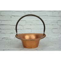 Vintage Coppercraft Gilde Pflanzer | Rotkäppchen Korb Kupfer Gehämmert Messing Verstellbarer Griff Dekorative Blumenschmuck von BrooklynBornFinds