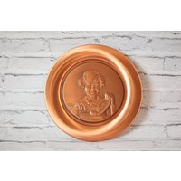 Vintage Massiv Kupfer Norman Rockwell Buttergirl Wandteeller Hängend | Junge Frau Geprägte Die Continental Mint Inc 8" Mid-Century von BrooklynBornFinds