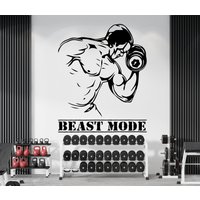 Beast Mode Gym Wandtatko Wanddeko Sport Motivation Workout Wall Art Fitness Wandtattruktur Gym0075 von BrooklynStickerShop