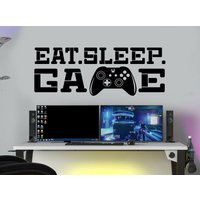 Gamer Wandtattoo, Eat Sleep Game, Wandsticker, Controller, Videospiel, Wandtattoo, Kinderspiel, Vinyl Wandkunst, Gaming Zone Grm0043 von BrooklynStickerShop