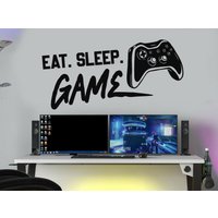 Gamer Wandtattoo, Eat Sleep Game, Wandtattoo, Controller, Videospiel, Wandtattoo, Kinderspiel, Vinyl Wandkunst, Gaming Zone Grm0012 von BrooklynStickerShop