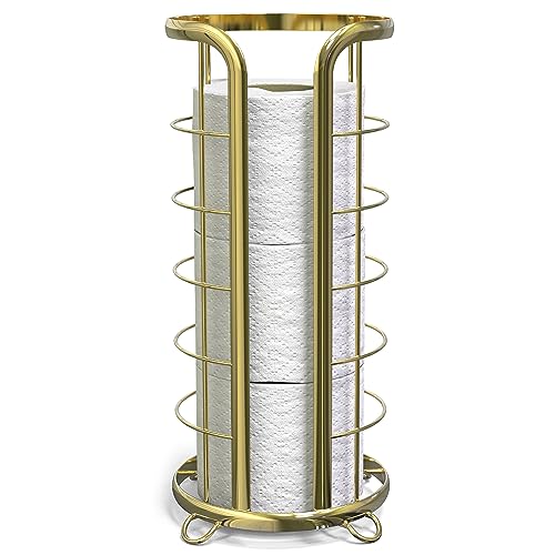 BROOKSTONE, Trending Toilettenpapierhalter, freistehend, minimalistische Aufbewahrungslösung, modernes und stilvolles Design, hält Mega-Rollen, goldfarben BROOKSTONE, Trending Toilettenpapierhalter, freistehend, minimalistische Aufbewahrungslösung, modernes und stilvolles Design, hält Mega-Rollen, goldfarben von Brookstone