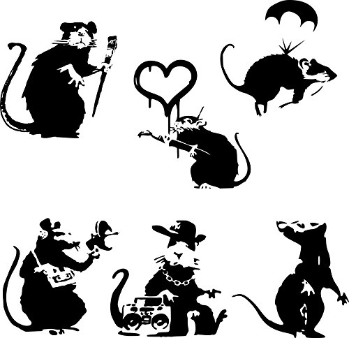 Broomsticker.co.uk 1308111 Aufkleber 1308111, 20cm x 20cm / 8" x 8" each rat, schwarz, Stück: 1 von Broomsticker.co.uk