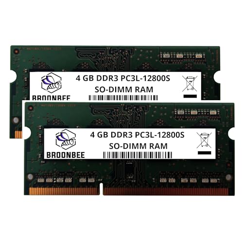 Broonbee Laptop Arbeitsspeicher | 8 GB (2X 4 GB) DDR3 1600 MHz RAM | Memory Upgrade für Toshiba Portege Z935-ST3N03 | SODIMM Laptop-Speicher PC3L-12800S CL11 von Broonbee