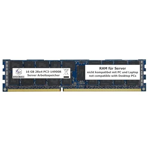 Broonbee Server Arbeitsspeicher | 16 GB DDR3 1866 MHz RAM | Memory Upgrade für Supermicro 5037A-i 7037A-i 5037MR-H8TRF | RDIMM ECC REG | PC3-14900R CL13 von Broonbee