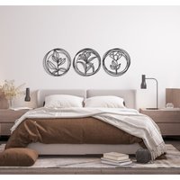 3 Stück Mohnblume Metall Wand Dekor, Blume Wandkunst Set Von 3, Wohnzimmer Dekor, Schlafzimmer Home Decor Art, Überbett Dekor von BrosWallArtDecors