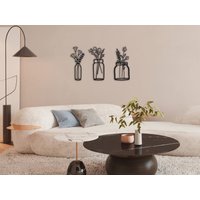 Frühlingsblume Metall Wand Kunst Dekor 3Er Set, Blume in Vase Skulptur, Große Dekor, Home Boho Wohnzimmer von BrosWallArtDecors