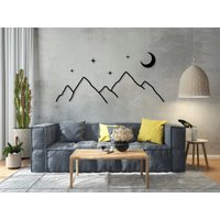 Metall Berg Wand Dekoration, Mond Sterne Kunst, Boho Dekor, Große Wandbehang, Einweihungsparty Geschenk von BrosWallArtDecors