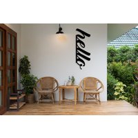 Metall Hallo Wand Schild, Willkommen Haustür Vertikal Eingang Wandkunst, Veranda Außen Dekor, Bestes Haus Geschenk von BrosWallArtDecors