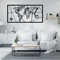 Metall Weltkarte, Wandkunst, Weltkarte Kompass Kontinent, Wohndekor, Bürodekor, Wohndekor Kunst, Geschenk von BrosWallArtDecors