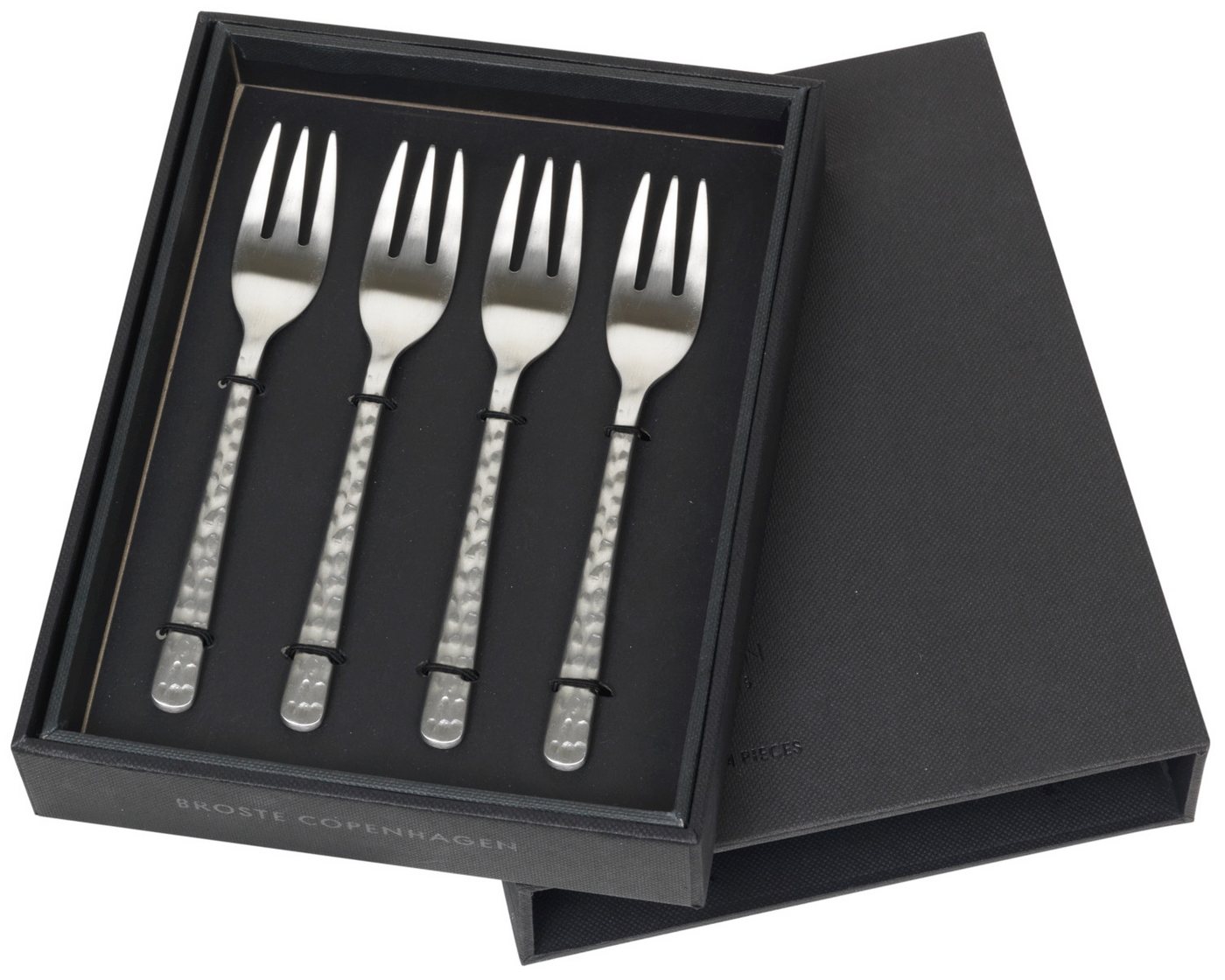 Broste Copenhagen Besteck-Set HUNE Kuchengabel brushed satin hammered 4tlg., stainless Steel von Broste Copenhagen