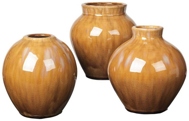 Broste Copenhagen Dekovase Ingrid Vase S Set 3tlg. Keramik Apple Cinnamon (Vasen) von Broste Copenhagen