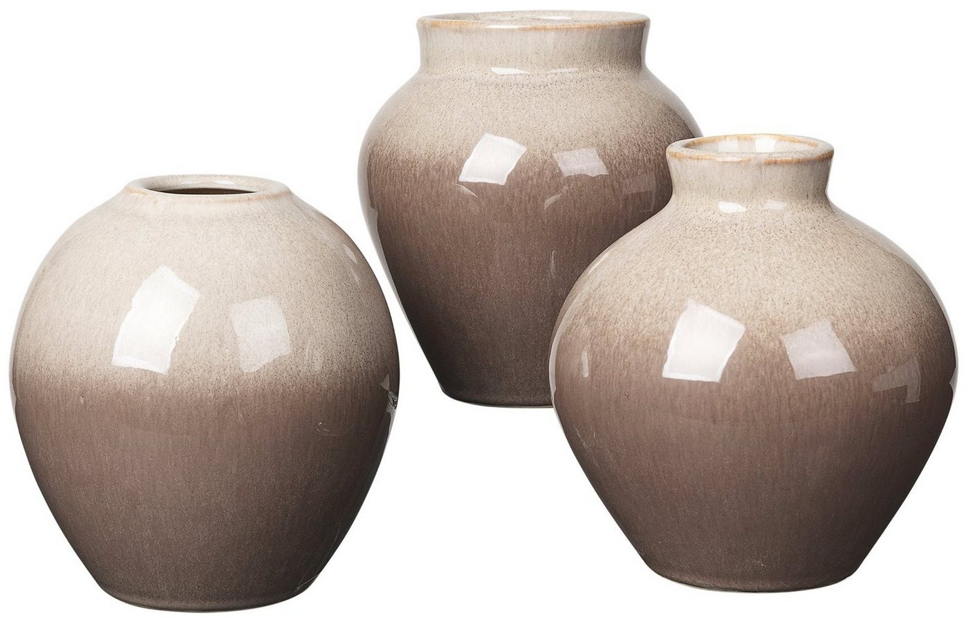 Broste Copenhagen Dekovase Ingrid Vase Set 3tlg. Keramik Simple Taupe / Brown (Vase) von Broste Copenhagen