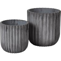 Broste Copenhagen - Fiber Pflanztopf, Ø 37 x 37 cm, charcoal (2er-Set) von Broste Copenhagen