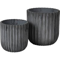 Broste Copenhagen - Fiber Pflanztopf, Ø 37 x 37 cm, charcoal (2er-Set) von Broste Copenhagen