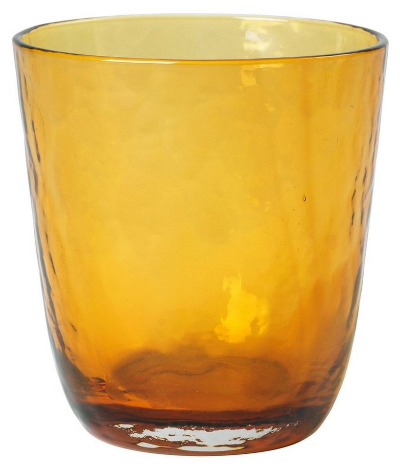 Broste Copenhagen Glas Copenhagen HAMMERED Trinkglas amber 0,335 l (1 Stück), Mundgeblasenes Glas, Hammered Glas von Broste Copenhagen