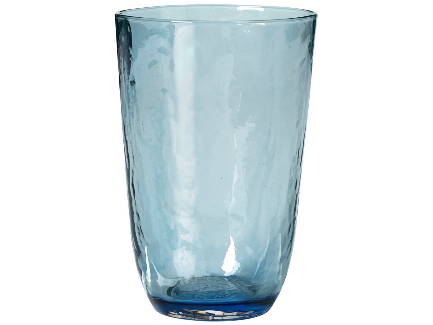 Broste Copenhagen Gläser-Set HAMMERED Trinkglas 4tlg. blau 0,5 l, Glas von Broste Copenhagen