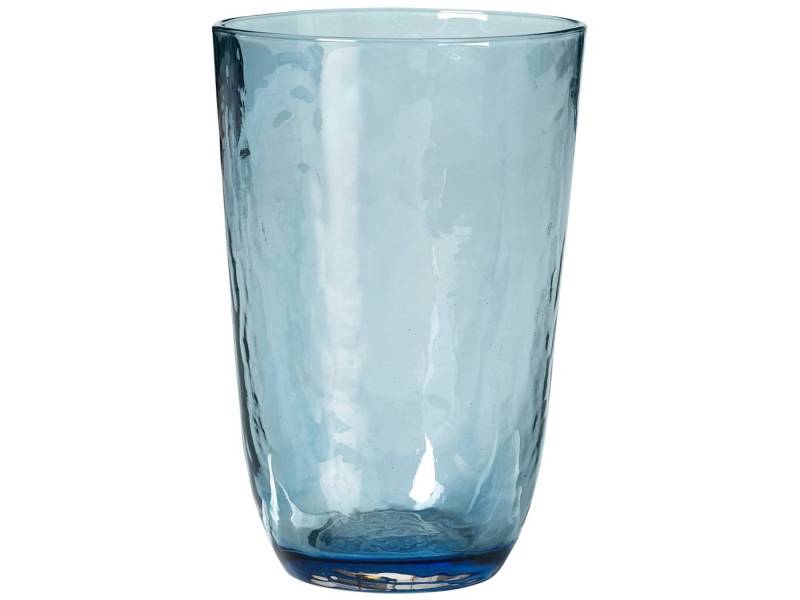 Broste Copenhagen Gläser-Set HAMMERED Trinkglas 4tlg. blau 0,5 l, Mundgeblasenes Glas, Hammered Glas von Broste Copenhagen