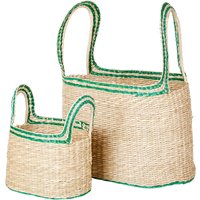 Broste Copenhagen - Lykke Korb, natural / jelly green (2er-Set) von Broste Copenhagen