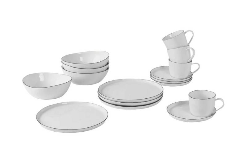 Broste Copenhagen Frühstücks-Geschirrset Broste Copenhagen Salt Frühstücksset für vier 16 tgl White w/Black Rim (16-tlg), Porzellan Broste Copenhagen Frühstücks-Geschirrset Broste Copenhagen Salt Frühstücksset für vier 16 tgl White w/Black Rim (16-tlg), Porzellan von Broste Copenhagen