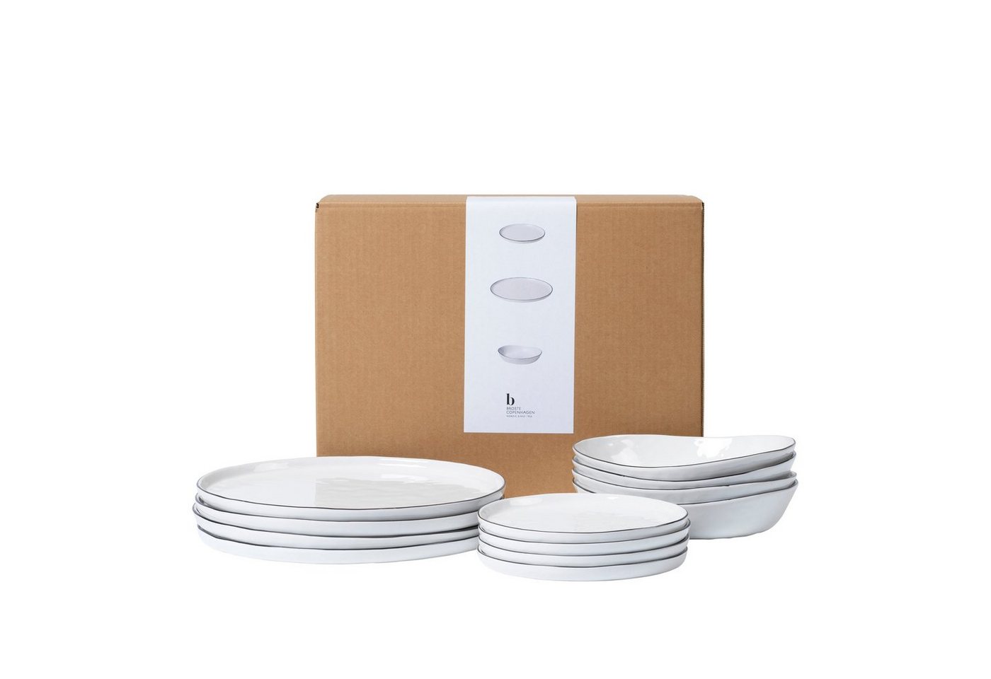 Broste Copenhagen Speiseteller Broste Copenhagen Dinnerset Nordic Salt (80019814) 12tlg. von Broste Copenhagen