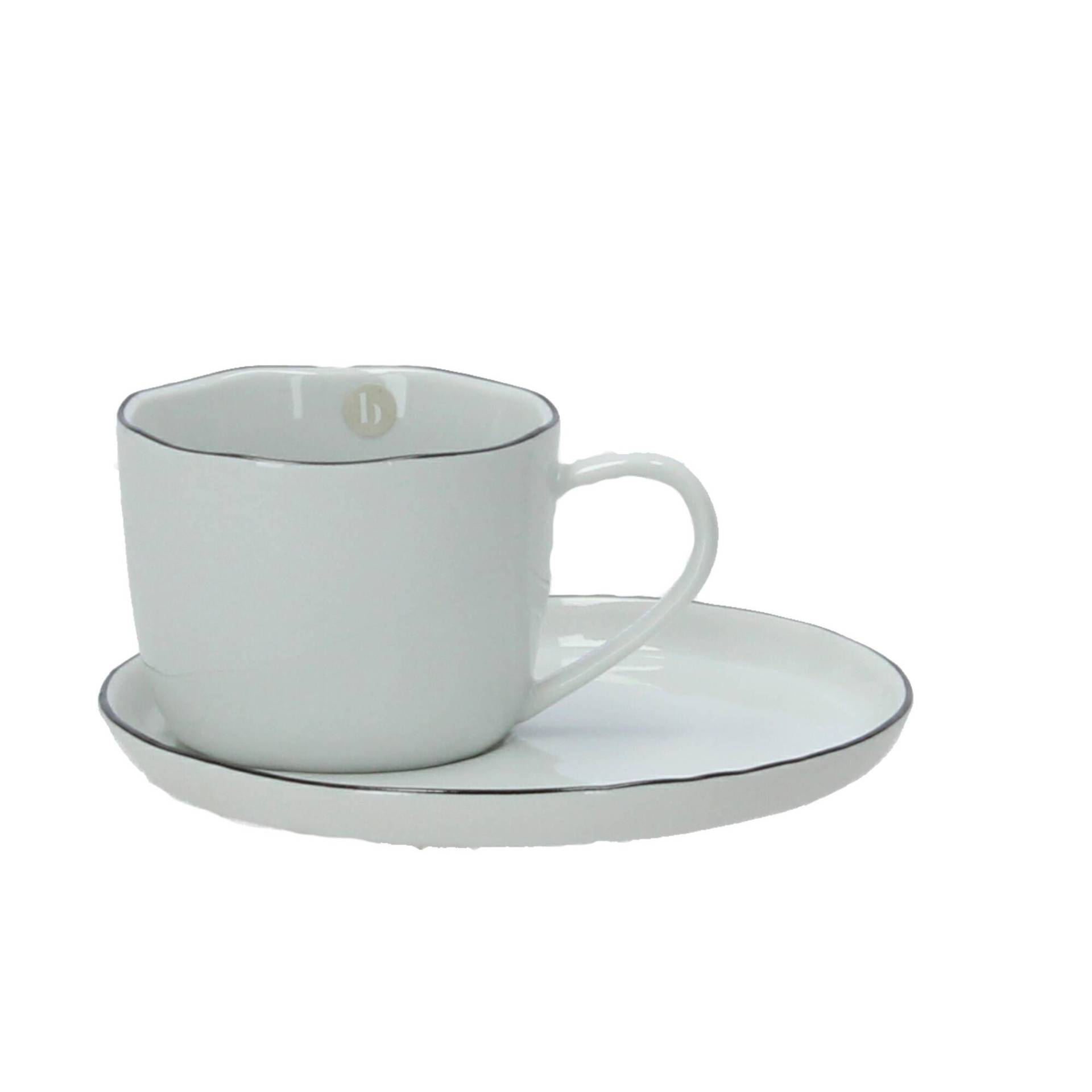 Broste Copenhagen Tasse mit Untertasse Salt Porzellan 150 ml weiß von Broste Copenhagen A/S