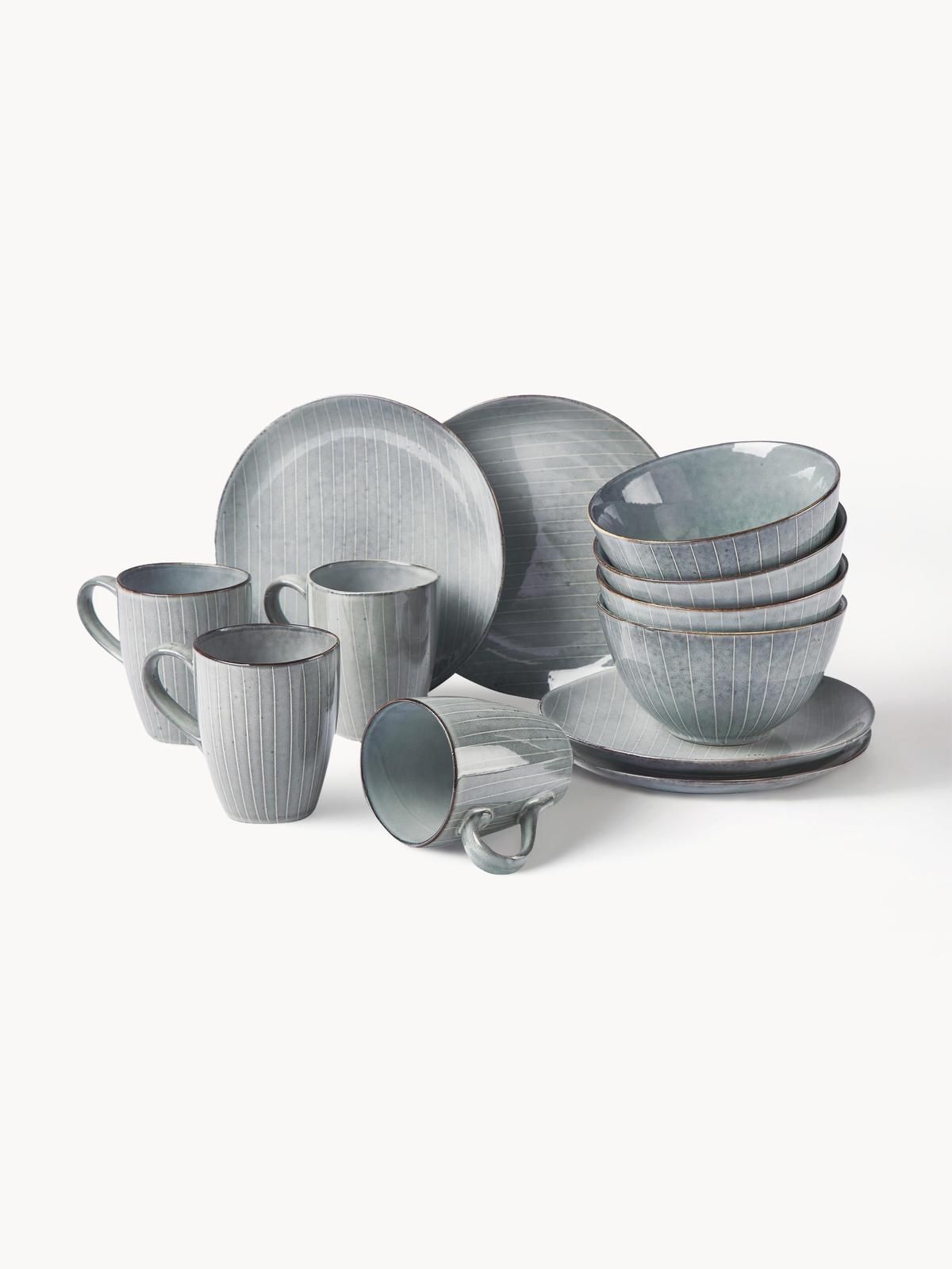 Handgemachtes Frühstücks-Set Nordic Sea, 4 Personen (12-tlg.) von Broste Copenhagen