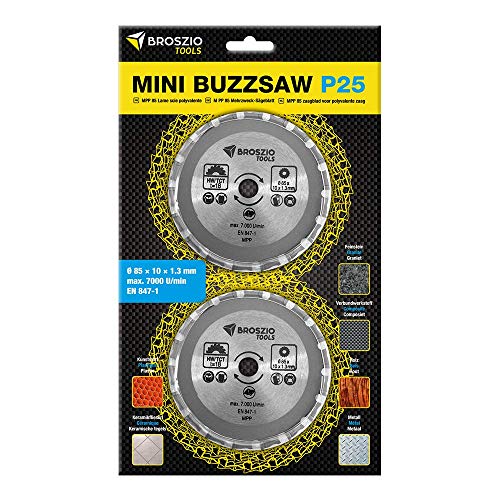 Sägenblatt für mini Handkreissäge mit Führungsschiene 2 St. | Disc for circular Saw with Guide Laser | 2x Mini Sägenblatt 85x10x1.3 mm von Broszio