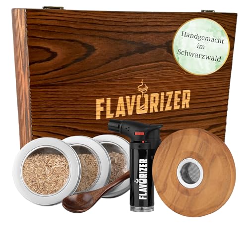 Flavorizer Cocktail Smoker Premium Komplett Set handgemacht im Schwarzwald mit edler Holzbox- Holzchips 3 Geschmacksrichtungen - Räucher Set, Whisky Smoker altmodisch, Getränke Bourbon von Brother in Smoke