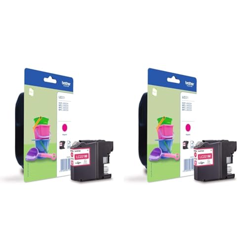 Brother International LC221M Tintenpatrone, LC221M 260 Seiten, Magenta (Packung mit 2) von Brother