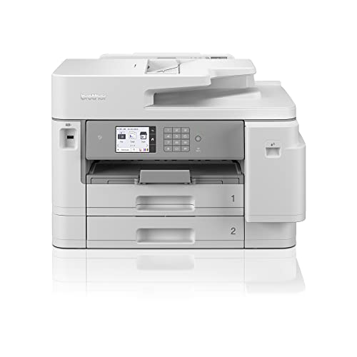 Brother MFC-J5955DW Business-Ink 4-in-1 Multifunktionsgerät mit DIN A3 Druckfunktion (30 Seiten/Min, Tintenstrahl, USB, LAN, WLAN, Duplexdruck) weiß/grau 545 x 436 x 375 mm (BxTxH) von Brother