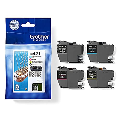 Brother Original LC-421VAL Tintenpatronen Value Pack für Brother DCP-J1050DW, DCP-J1140DW, MFC-J1010DW (bestehend aus 4 Tintenpatronen: Schwarz, Cyan, Magenta, Gelb) von Brother