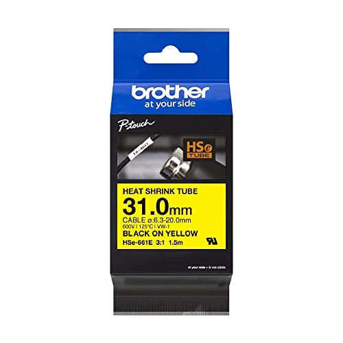 Brother Original Pro Tape HSe-661E Schrumpfschlauch – schwarz auf gelb von Brother