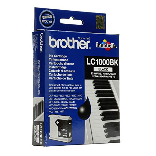 Original Brother LC1000BK /, Premium Drucker-Patrone, Schwarz, 500 Seiten, 9 ml von Brother