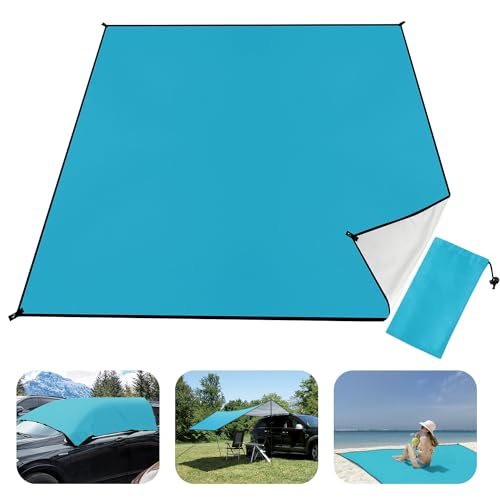 Brovamo Stranddecke Sandfrei, Outdoor Decke Ultraleicht Picknickdecke Wasserdicht 210 × 200cm Sand Campingdecke Wasserdicht Sandabweisend Zeltunterlage für den Wandern Campen - Aqua-Blau von Brovamo