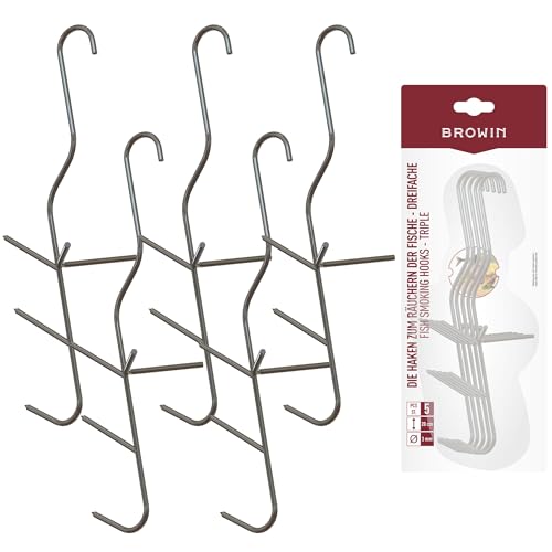 BROWIN® Dreifache Raucherhaken für Fisch 5er Set 311302 | Langlebige Edelstahlhaken für perfekte Räucherergebnisse | Zubehör für Profi- und Hobbyräucherer | 5 Stück von Browin