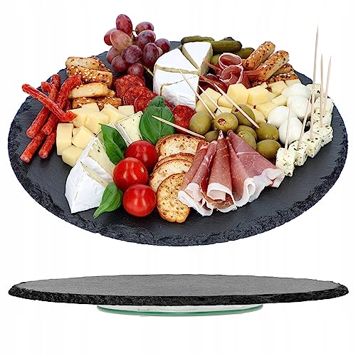 BROWIN® Schwenkbares Servierbrett aus Schiefer 312027 | 30 cm | Stilvolles und vielseitiges Servierbrett | Perfekt für Käse, Aufschnitt und mehr | Robust und langlebig von Browin