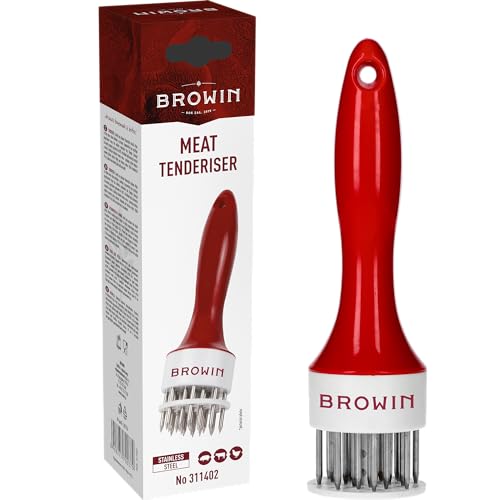 BROWIN® Weichmachen von Fleisch 311402 | Fleischzartmacher Edelstahl Ultra Sharp Nadeln | Gewürz Steakmachine Steak Kunststoff | Zubereiten von Steaks | Meat Tenderizer Runde Form von Browin