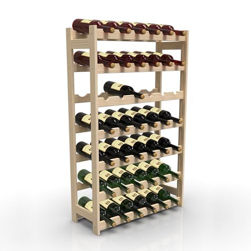 Browin® Weinregal aus Holz 520042 | Stilvolles Flaschenregal für den perfekten Weinkeller, die Gastronomie und Lagerräume | aus Kiefernholz | Platz für 42 Flaschen | 102 x 62,6 x 25 cm von Browin