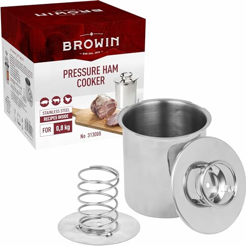 BROWIN® Rostfreier Schinkenkocher Edelstahl 313008 | Schinkernpresse | Schinkenform Kochschinkenform für gesundes hausgemachtes Fleisch Presse von Browin