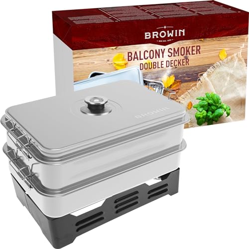 BROWIN® Edelstahl Tischräucher-Set XL 330007 | mit Thermometer | mit Möglichkeit der Regulierung des Fassungsvermögens | Tischräucherofen | Fisch und Fleisch Grillen und Räuchern | Camping-Zubehör BROWIN® Edelstahl Tischräucher-Set XL 330007 | mit Thermometer | mit Möglichkeit der Regulierung des Fassungsvermögens | Tischräucherofen | Fisch und Fleisch Grillen und Räuchern | Camping-Zubehör von Browin