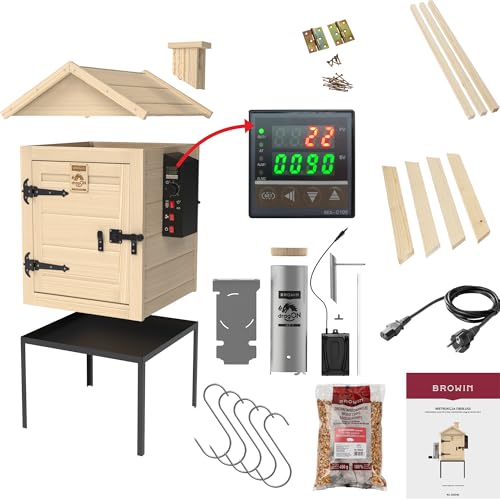 Browin Elektrische Räucherkammer dragON Wood 330340 | Garten-Räucherofen mit Rauchgenerator | Perfekter Rauchgenuss für exquisite Geschmackserlebnisse | Großes Fassungsvermögen 115 l von Browin