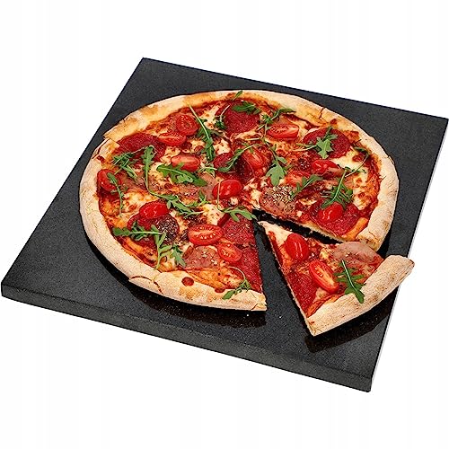 BROWIN® rechteckige Pizzastein aus schwarzem Granit 312026 | Pizza Stone 37x35cm | für Backofen und Gasgrill | zum backen von Pizza, Flammkuchen, Brot und mehr von Browin