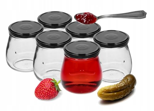 Browin Twist-Off-Glas 500 ml „Umgedrehte Amphore“ mit schwarzem Schraubverschluss fi82/6, 6 St. von Browin