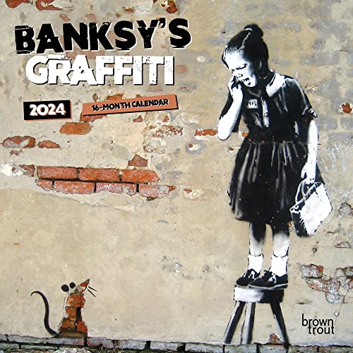 Banksy's Graffiti | 2024 7 x 14 Inch Monthly Mini Wall Calendar | BrownTrout | Drawings Street Art Design von BrownTrout