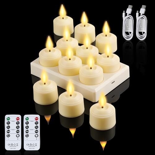 Broyal 12 Stück LED Teelichter Aufladbar,Teelichter Wiederaufladbar mit Timerfunction Ladestation,Flammenlose LED Kerzen für Zimmer Wohnzimmer Halloween Weihnachten Deko Broyal 12 Stück LED Teelichter Aufladbar,Teelichter Wiederaufladbar mit Timerfunction Ladestation,Flammenlose LED Kerzen für Zimmer Wohnzimmer Halloween Weihnachten Deko von Broyal